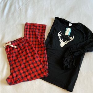 IFFEI Festive Holiday Pajama Set / Loungewear Top and Botton Mens Size Large